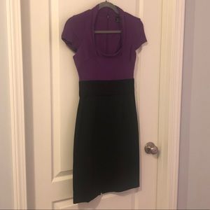 Purple & Black Business Dress w/ square neckline